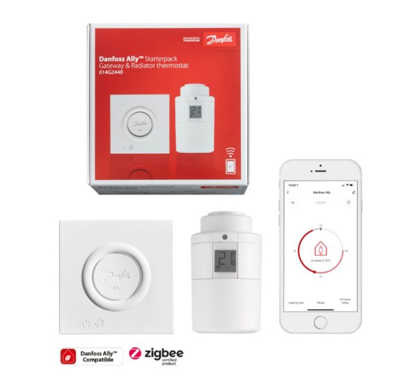 Starter Pack zawiera bramkę i termostat grzejnikowy Danfoss Ally 1 szt.