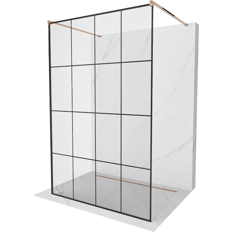 Ścianka prysznicowa Mexen Kioto czarny wzór różowe złoto 140 x 200 cm 800-140-002-60-77 1 szt.