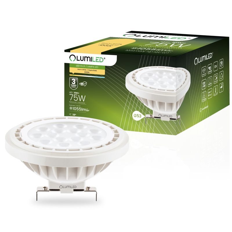 Żarówka LED Lumiled G53 Reflektor AR111 10W 1055lm 3000K 38st 12V 1 szt.