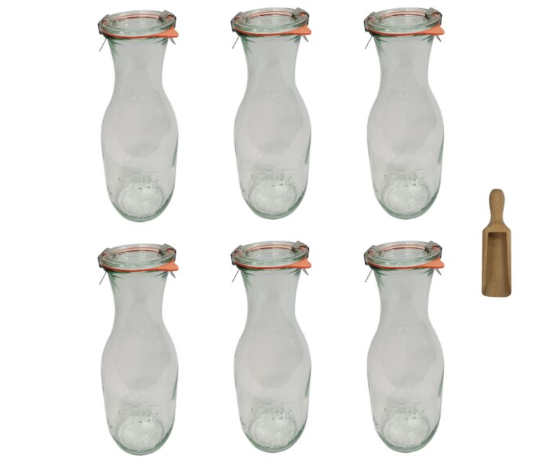 Karafki MODO24 Weck 1062 ml fi 60 szklane wieka gumki 6 kpl.