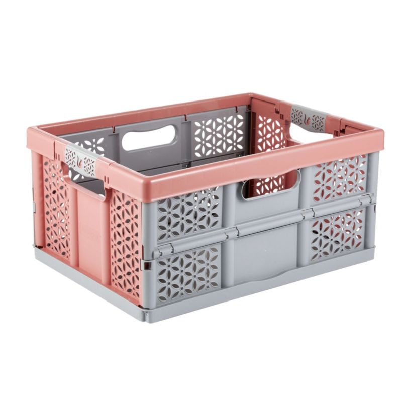 Kosz składany z miękkimi uchwytami Keeeper LEA 32l, czerwono-szary o nośności 30kg, 48 x 35 x 23 cm, 1 szt.