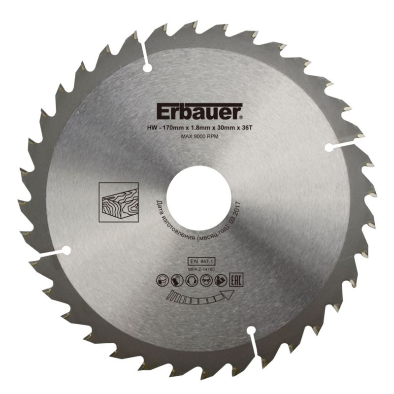Tarcza do drewna Erbauer 170 x 30/20/16 mm 36T