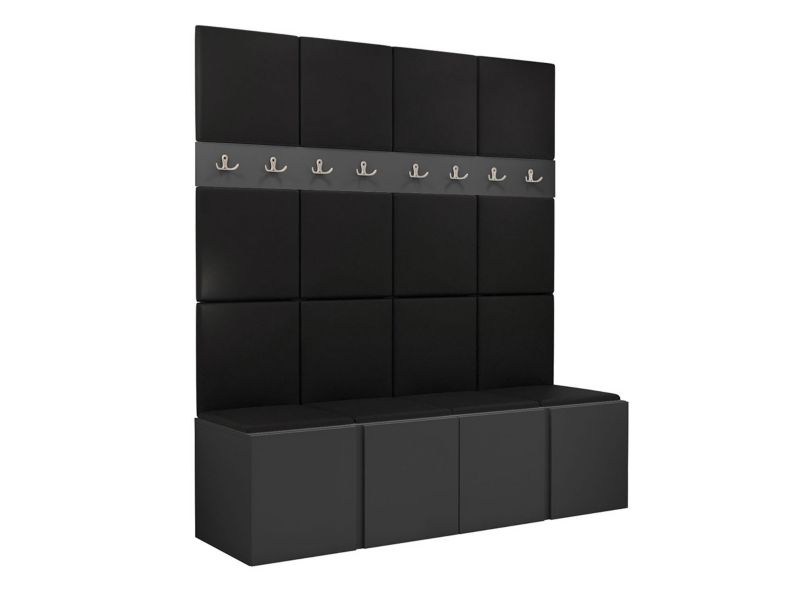 Garderoba MIRJAN 24 Orion V grafit + czarna ekoskóra 1 kpl.