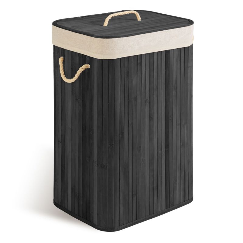 Kosz na pranie Massido 72l bambusowy z pokrywą 61x42x32 cm czarny 1 szt.