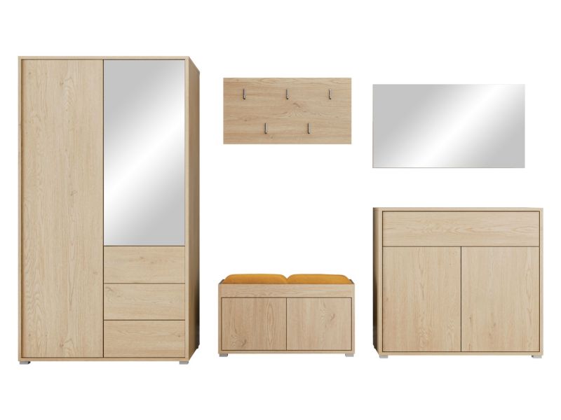 Zestaw MIRJAN 24 do przedpokoju Gesita V dąb cremona/melonowy plusz 1 kpl.