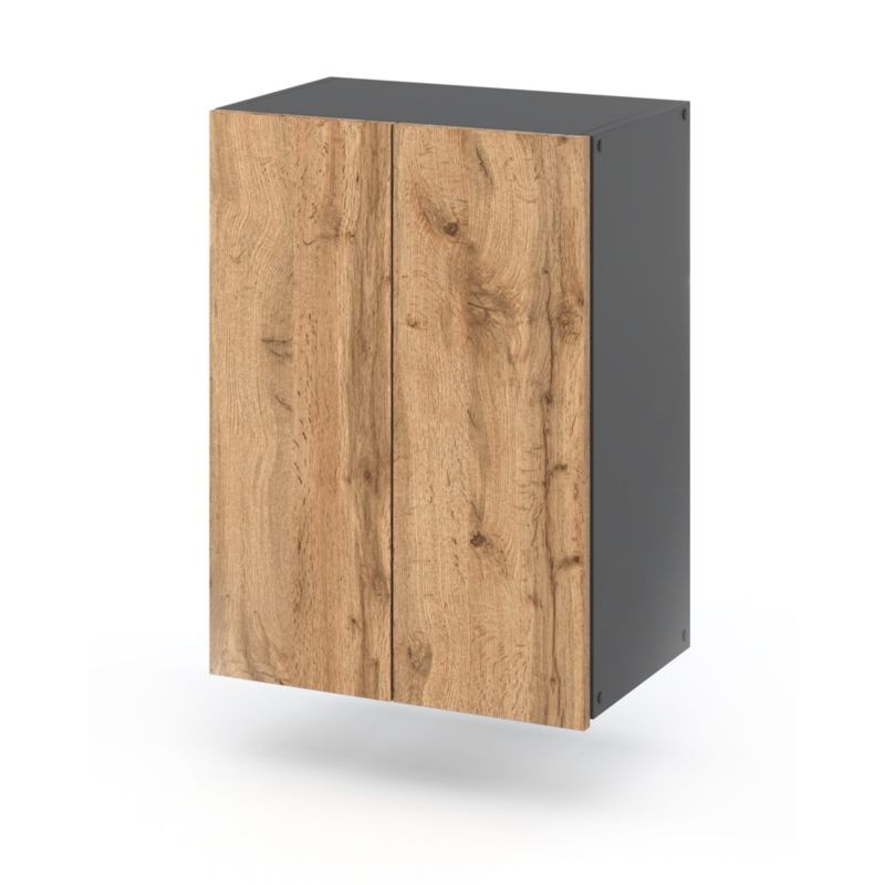 Szafka Łazienkowa Hurtownia-Mebli Wisząca Półek 2 Szafka łazienkowa wisząca 2DW40 40cm Szary Mat Dąb Wotan 40x25x60 cm 1szt