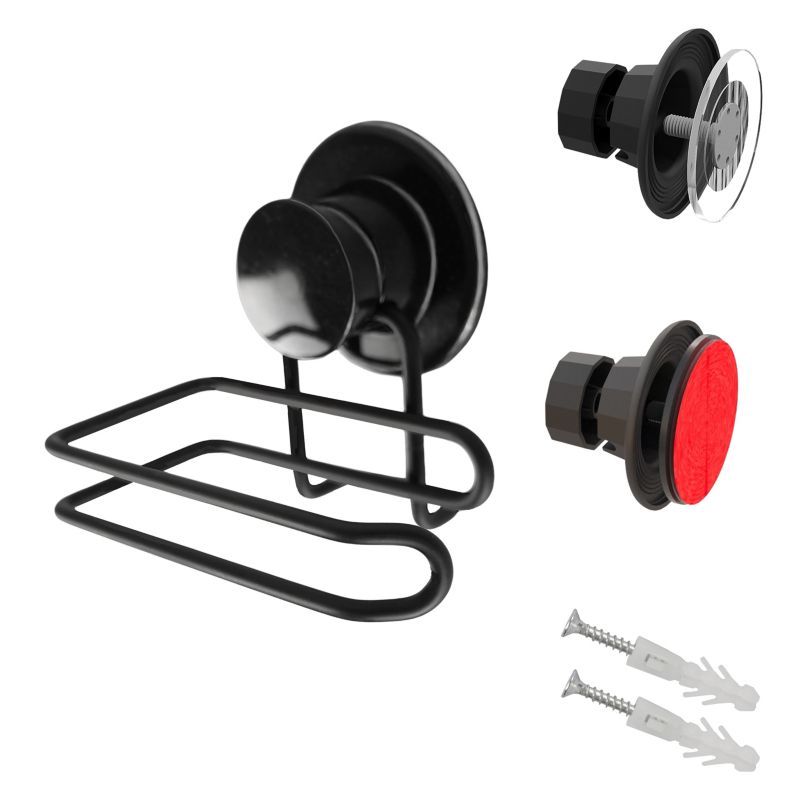 Uchwyt na papier toaletowy Rodeno czarny metalowy 1 szt.