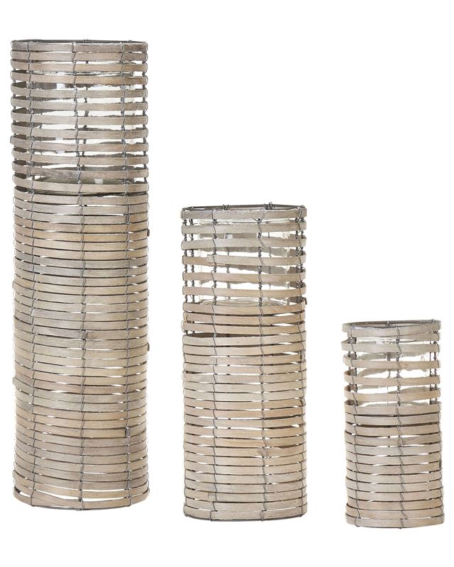 Zestaw 3 świeczników Rovare 60/39/25 cm Szary 1 kpl