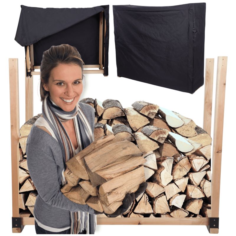 Stojak na drewno kominkowe MODO24 wiata z pokrowcem drewutnia 0,4 m3 1 szt.