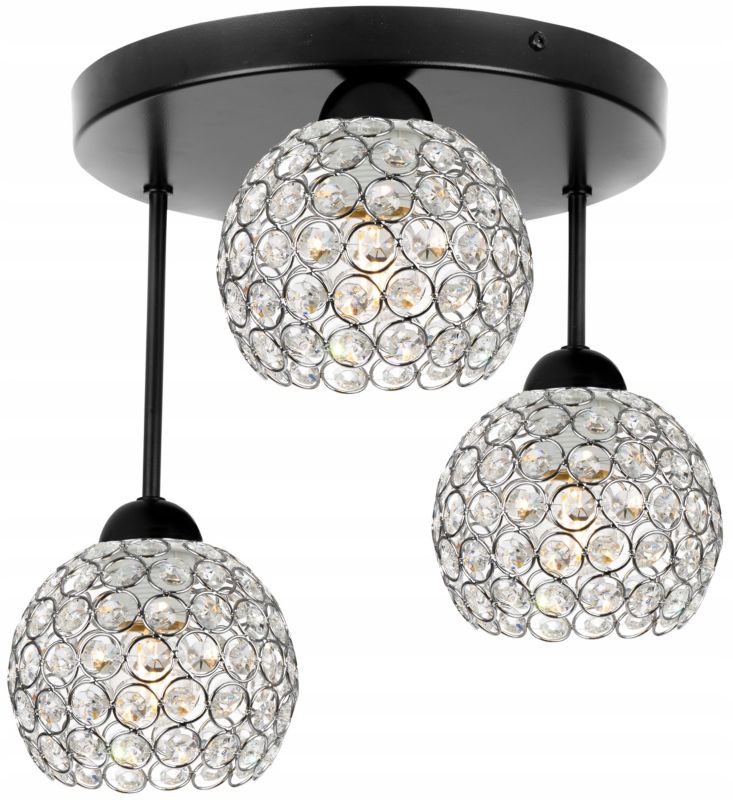 Lampa sufitowa wisząca Light Home LH Crystal 3x E27 60W okrągła czarny/srebrny 1szt.