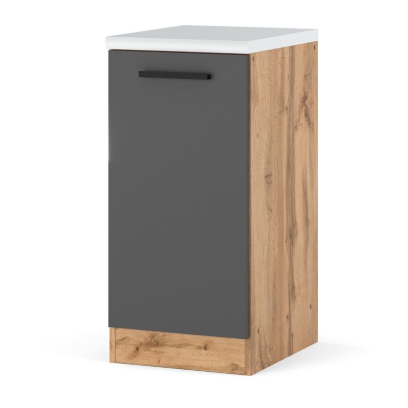 Szafka Kuchenna Hurtownia-Mebli Stojąca Blanka dolna D40 40cm Dąb Wotan Szary Mat 40x47x85 cm 1szt.