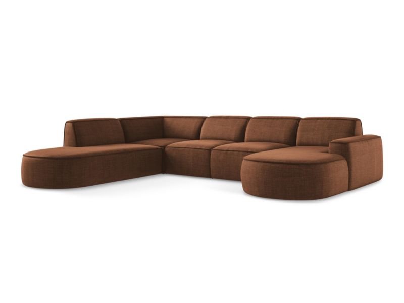 Sofa modułowa panoramiczna LaMiaSofa MELISSA z tkaniny strukturalnej 364x262 cm terakota 1 szt.