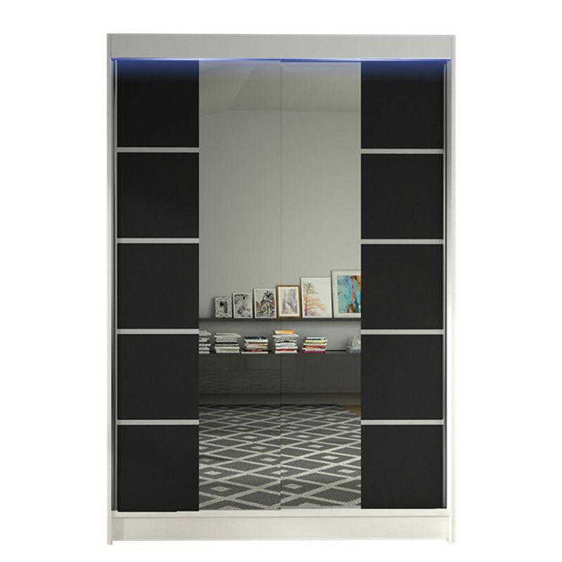 Szafa MIRJAN 24 z drzwiami przesuwnymi Lino V z oświetleniem RGB biały/czarny 1 szt.