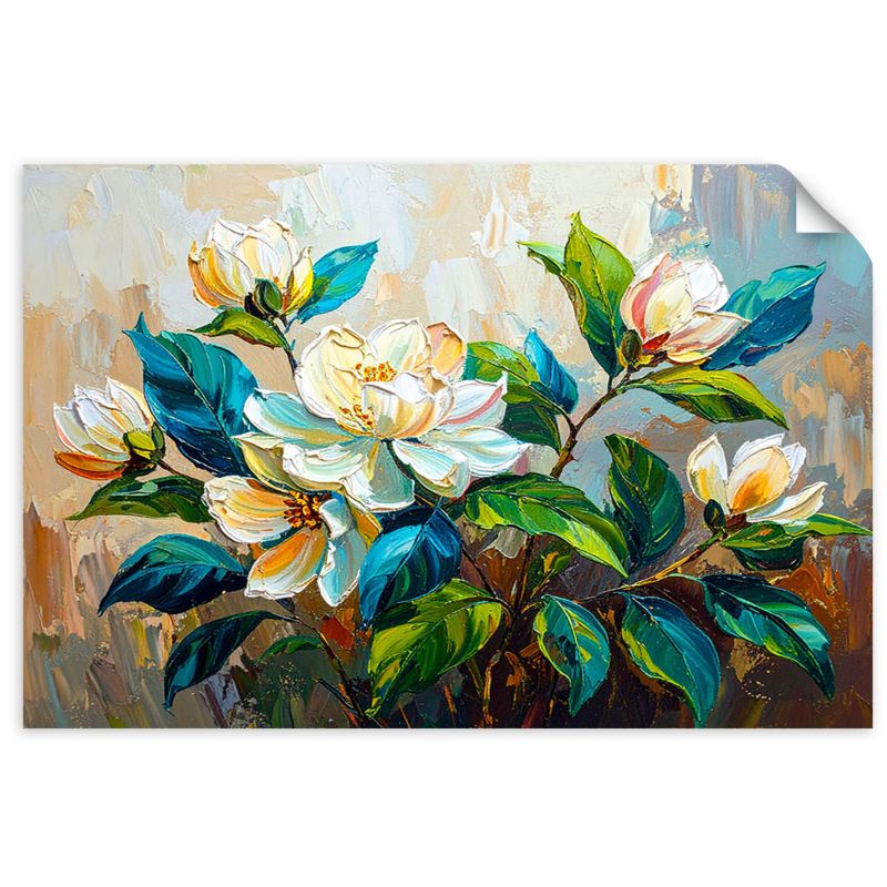 Naklejka na ścianę do salonu sypialni Feeby Bukiet Kwiatów Zielony imitacja farby 60x40cm 1szt