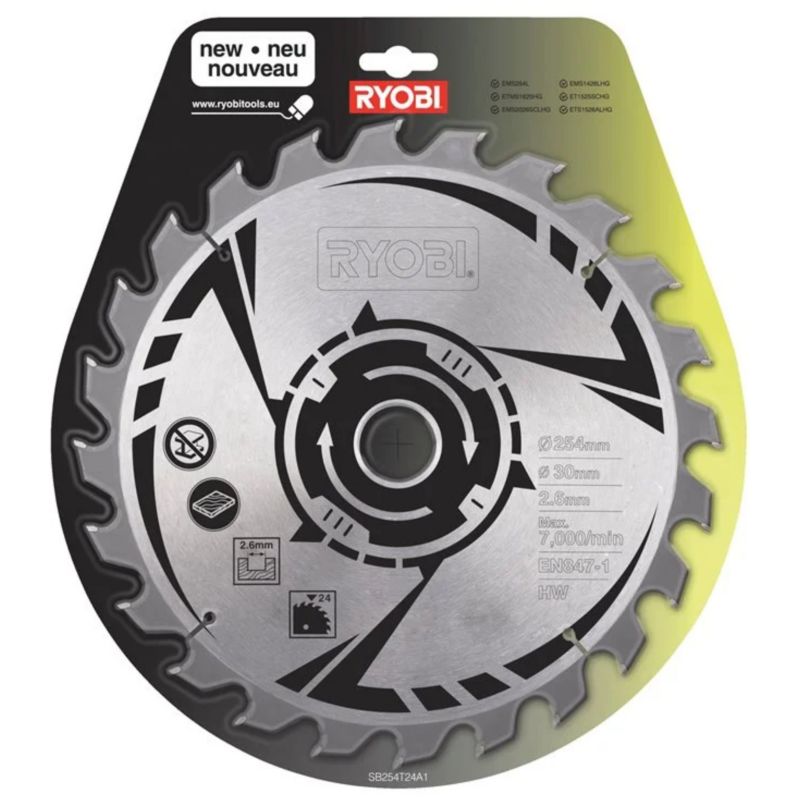 Tarcza Widiowa RYOBI 254 mm/24 Zęby z Węglików Spiekanych