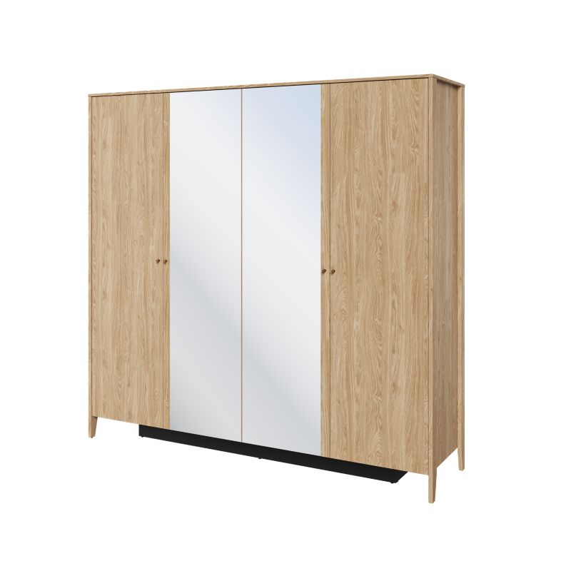 Szafa czterodrzwiowa Bettso Cozy z lustrem do sypialni lub garderoby dąb olejowany 1szt.