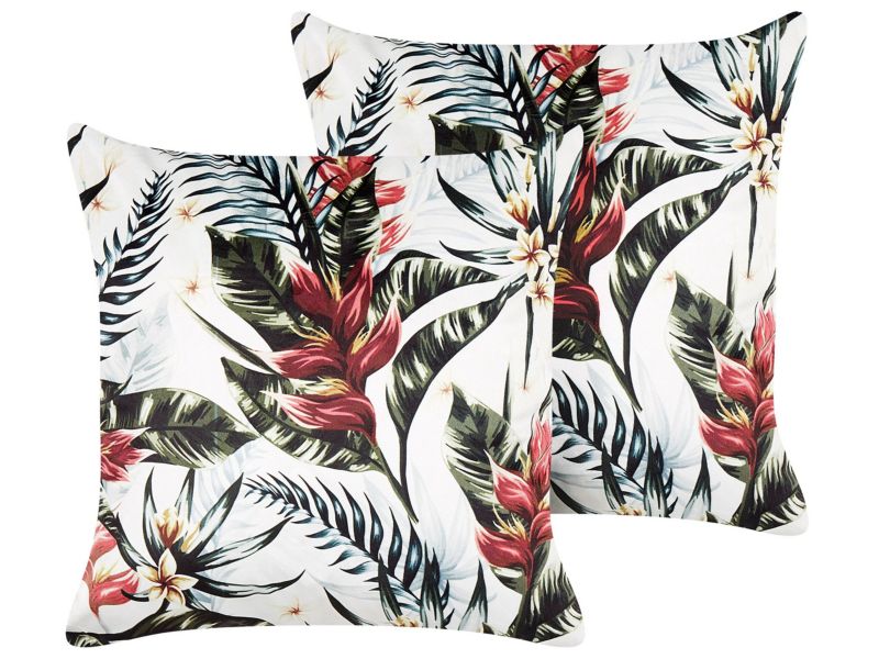 Zestaw 2 poduszek Wzór roślinny Edelweiss Welur 45 x 45 cm Kolorowy 1 par.