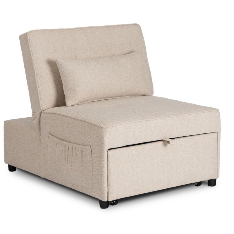 Amerykanka Mebel Elite IBERIS Fotel Rozkładany Sofa Kanapa Do Spania Komfortowy Beżowy 1 szt