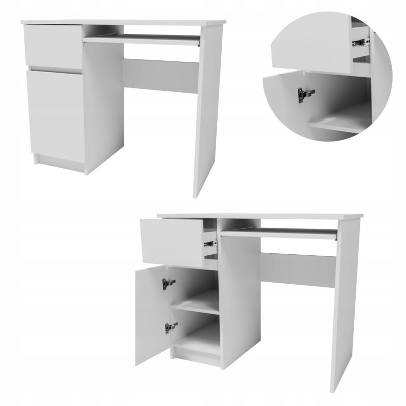 Biurko Matkam komputerowe PIK90LEBIA lewe 90cm biały 1 szt.