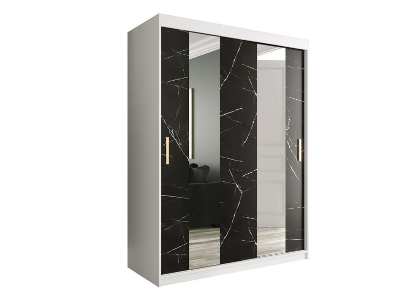 Szafa MIRJAN 24 Marmur Pole 150 biały mat / czarny marmur 1 szt.