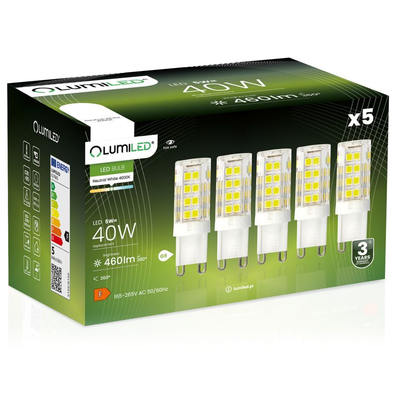 Żarówka LED LUMILED G9 5W 460lm 4000K 360st 5 szt.