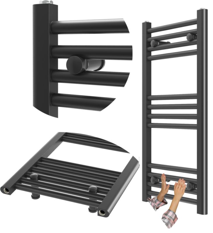 Grzejnik Łazienkowy Granitan Breno 40/80cm Czarny Kaloryfer Drabinkowy 1kpl.