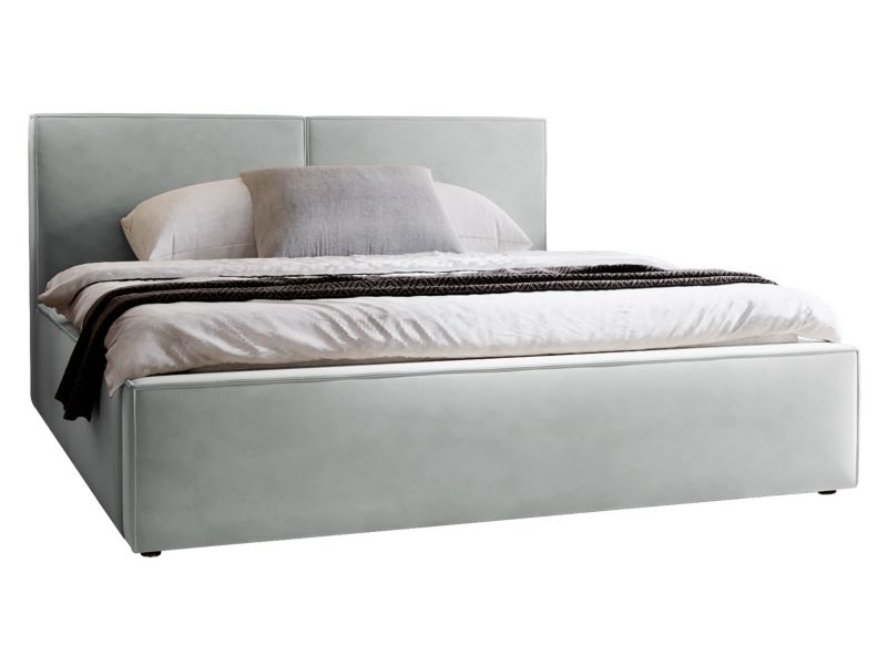 Łóżko tapicerowane MIRJAN 24 z pojemnikiem Santos Sztruks 140 jasny szary 1 szt.