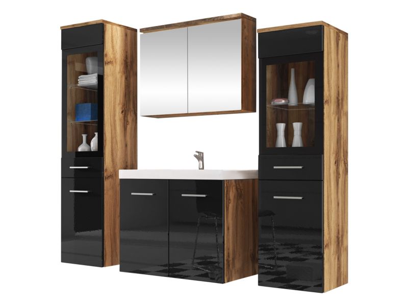 Meble łazienkowe MIRJAN 24 Madrit II wotan/czarny połysk 1 kpl.
