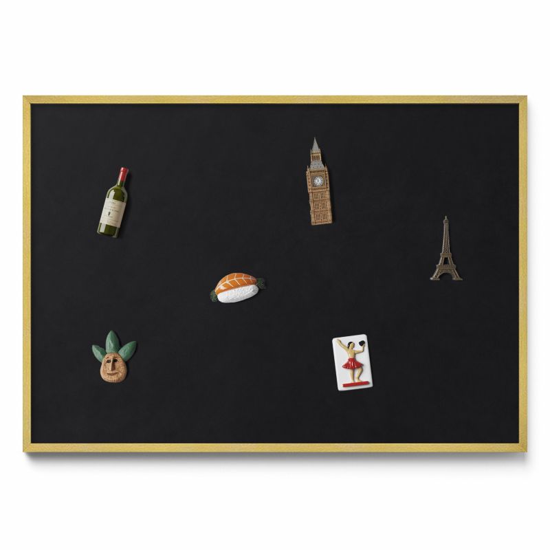 Tablica na magnesy z podróży Tulup 100x70 cm Kolor czarny w złotej ramie 1 szt.
