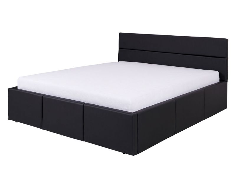 Łóżko tapicerowane MIRJAN 24 Calabrini 10 160x200 czarna ekoskóra 1 szt.