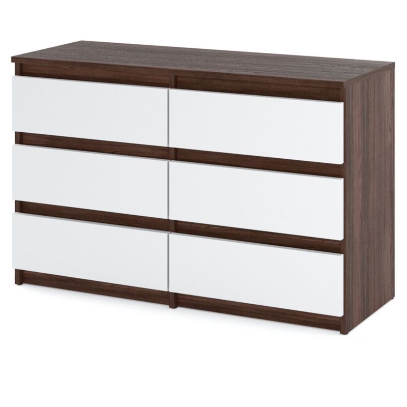 Komoda Hurtownia-Mebli Szuflady 6 Hugo Średnia 100cm Dąb Wenge Biały Mat 100x33.5x71.5 cm 1szt.