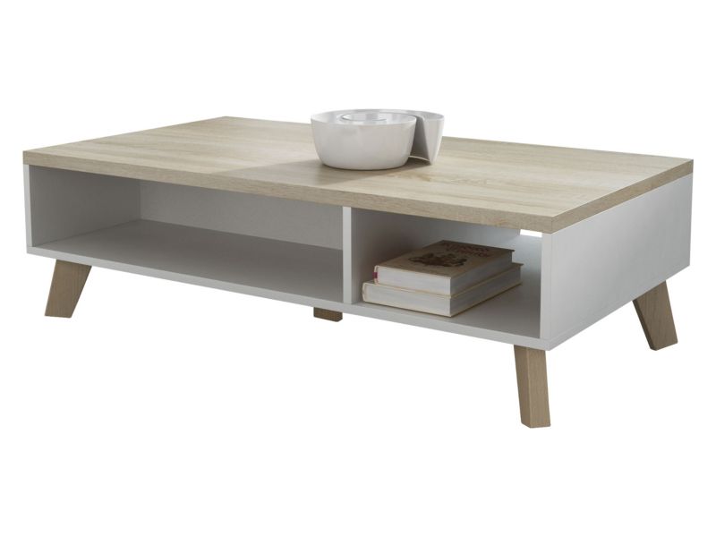 Stolik kawowy MIRJAN 24 Lotta 110 brylantowa biel + dąb sonoma 1 szt.