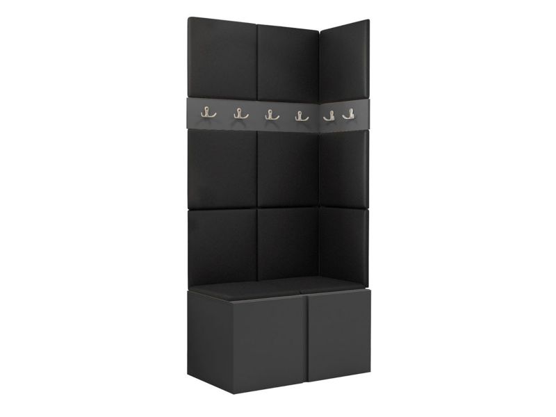 Garderoba MIRJAN 24 Orion I grafit + czarna ekoskóra 1 kpl.