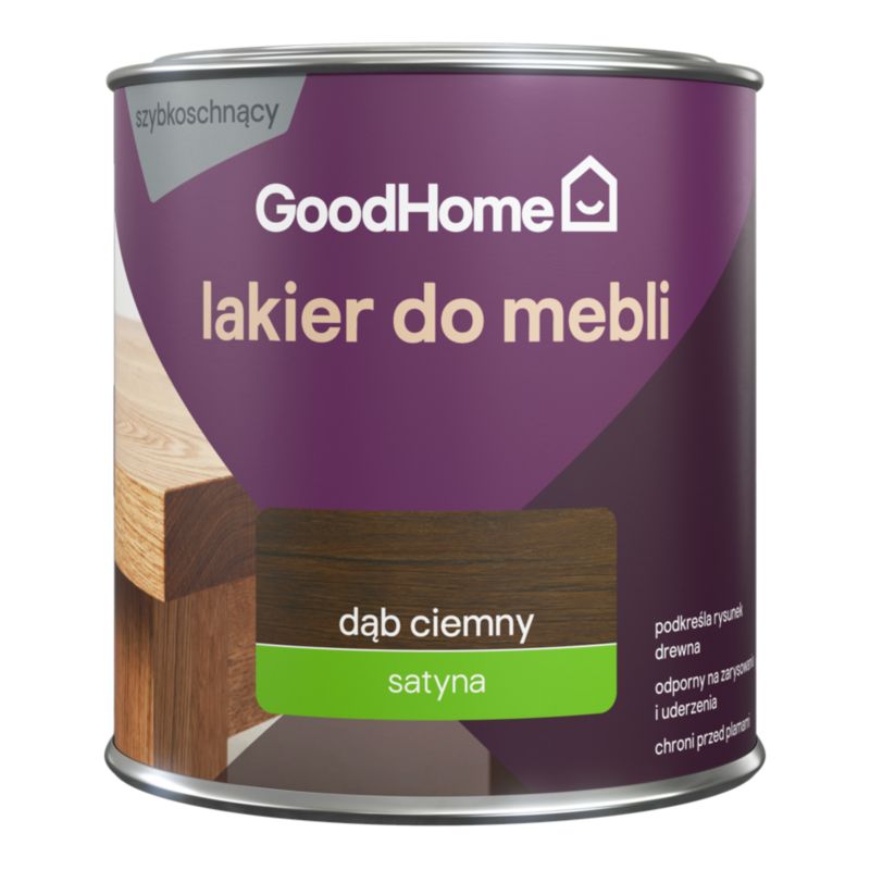 Lakier do mebli GoodHome dąb ciemny satyna 0,25 l