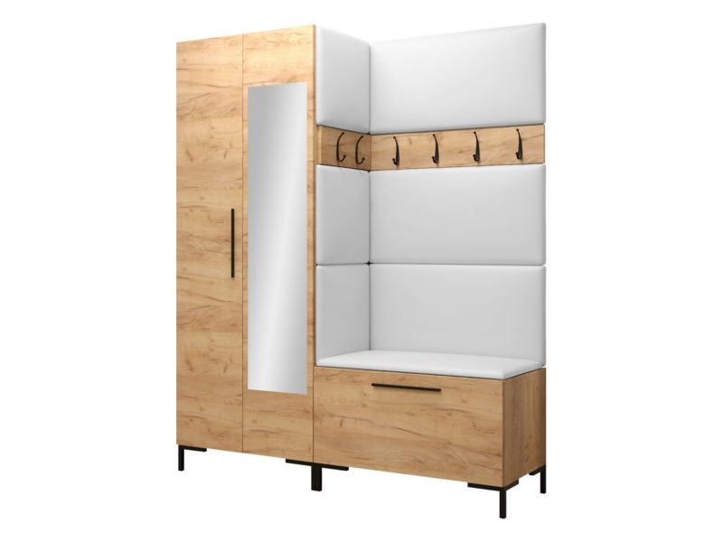 Garderoba MIRJAN 24 Zilion IX dąb craft + biała ekoskóra 1 kpl.