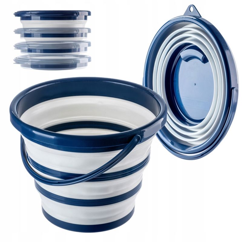 Wiadro KADAX Silikonowe Składane Wiaderko Uniwersalne Wędkarskie Turystyczne 10L Niebieski 1 szt.