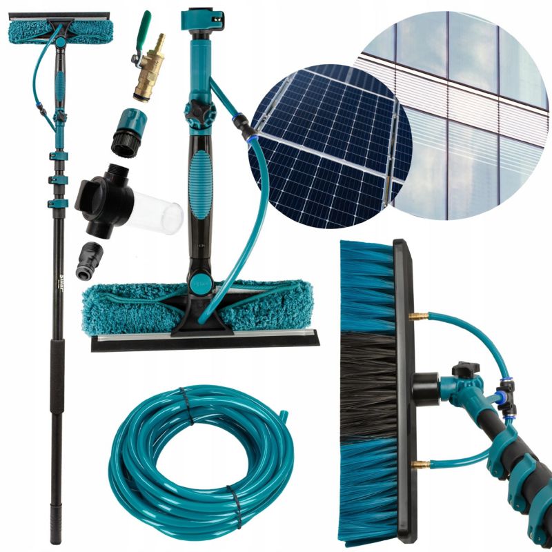 Myjka teleskopowa, Sillar, szczotka do mycia paneli fotowoltaicznych, okien, dachów, 3.95 m, 8szt