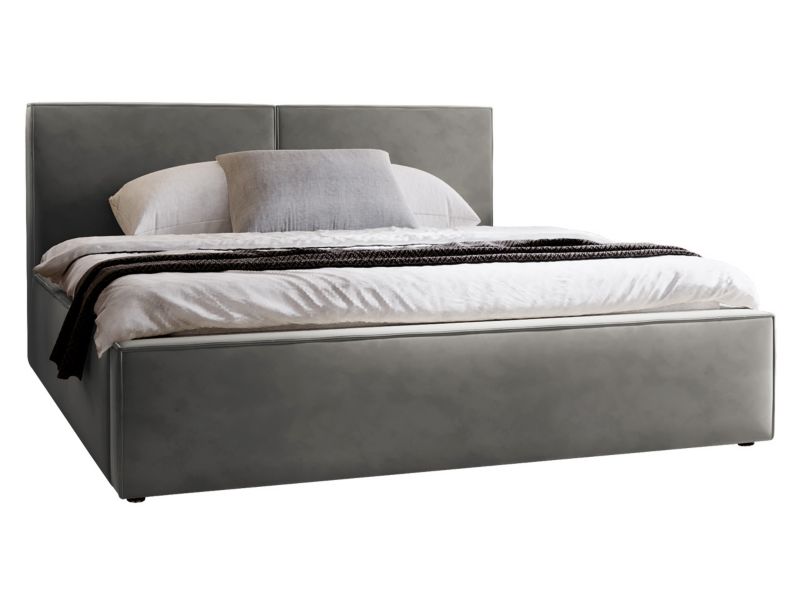 Łóżko tapicerowane MIRJAN 24 z pojemnikiem Santos Sztruks 180 plusz stalowy szary 1 szt.