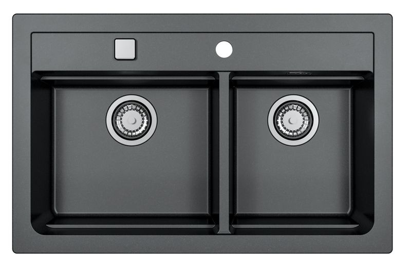 Zlewozmywak granitowy Alveus Atrox 50 kol. 91 czarny (79x50cm) 2-komorowy 1szt.