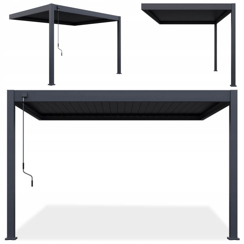 Pergola Przyścienna 3x4 Aluminiowa Elegance Wall Gutroof Na Taras Antracyt 1 szt