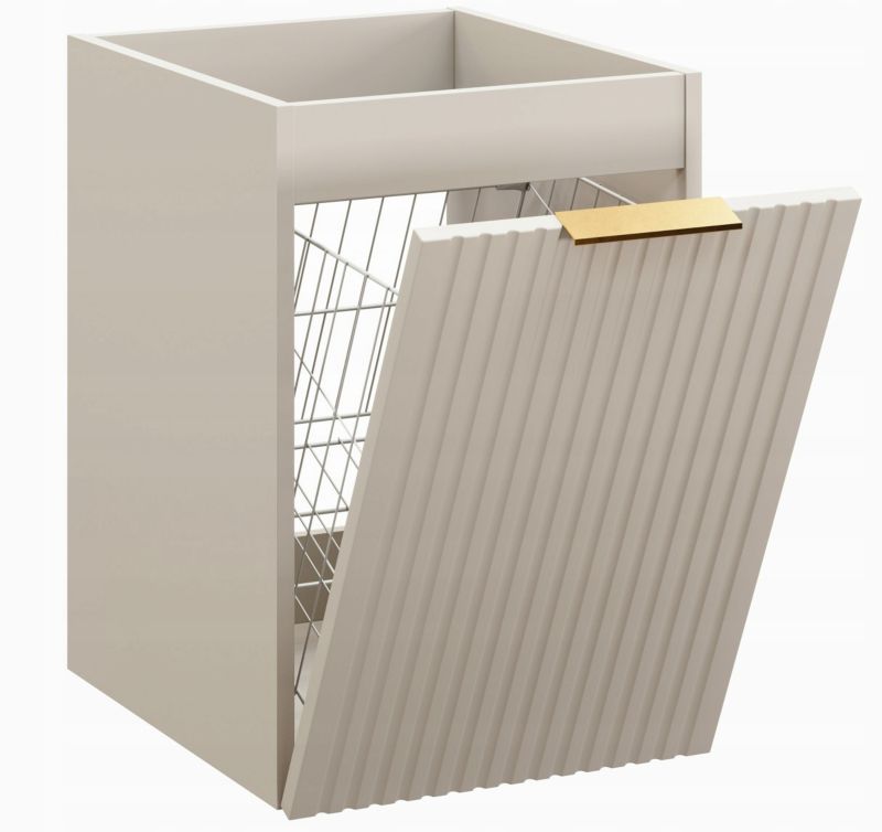Szafka łazienkowa 40 cm Furnidea wisząca ryflowana z koszem na pranie kaszmirowa Adel 1 szt.