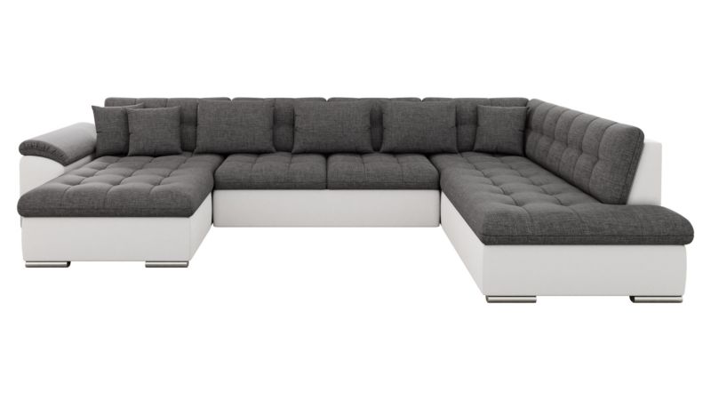 Narożnik z funkcją spania MIRJAN 24 Niko Sale lewy biała ekoskóra + grafitowy 1 szt.