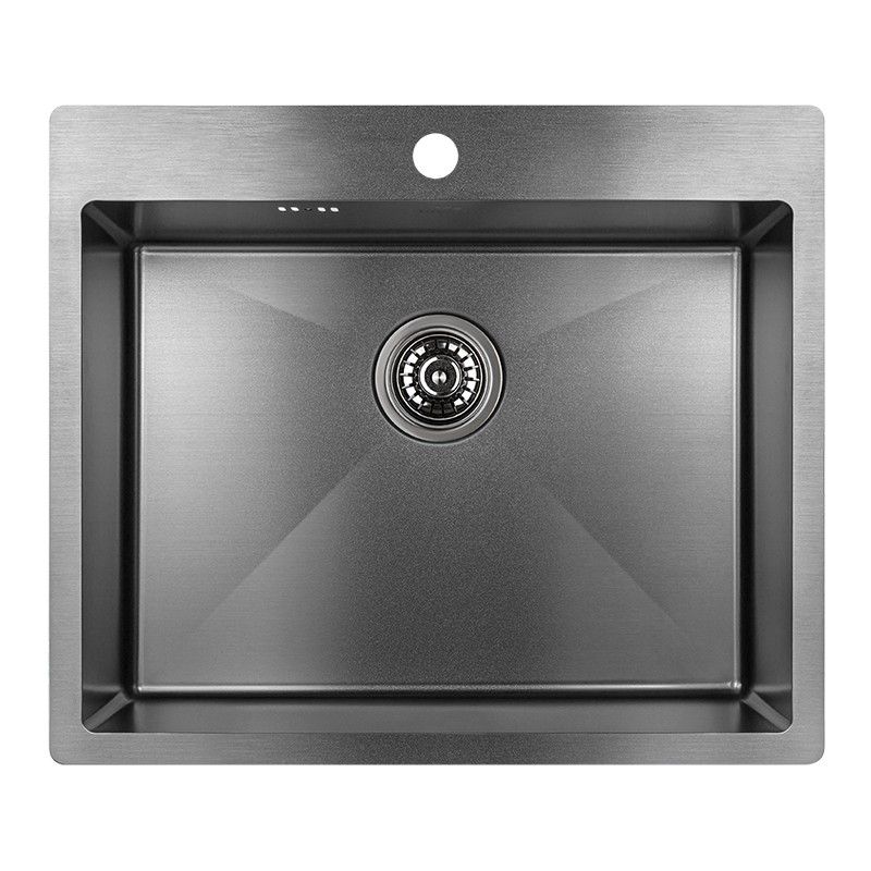 Zlewozmywak Jednokomorowy, Laveo, Grafit, Marmara, Stalowy, 51x59cm, z syfonem, 1 szt.