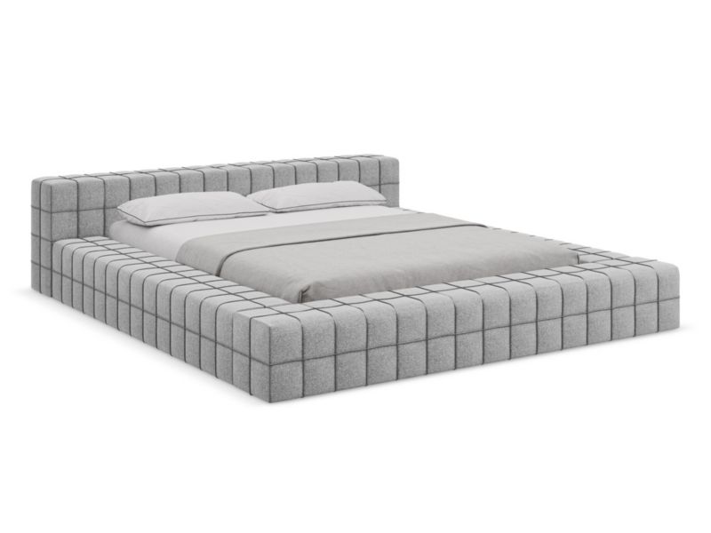Łóżko LaMiaSofa Akela z tkaniny szenilowej 160x200 jasny szary 1 szt.