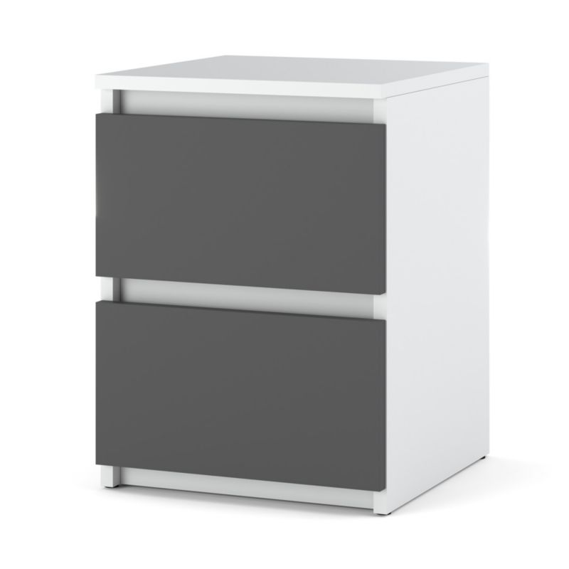 Szafka Nocna Hurtownia-Mebli Szuflady 2 Hugo 30cm Biały Mat Szary Mat 30x30x40 cm 1szt.