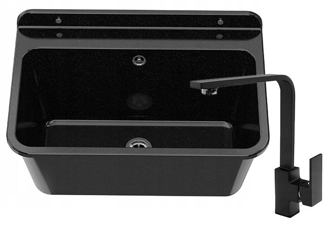 Zlew Gospodarczy Komora Granitan Large Czarna Pralnia Garaż Bateria Nook Czarna 1 kpt.