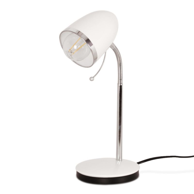 Lampa biurkowa Kaja Kajtek biała chromowana 1 x E27 x 40W IP20 wym: 36 x 24 x 15 cm metal - 1 szt.