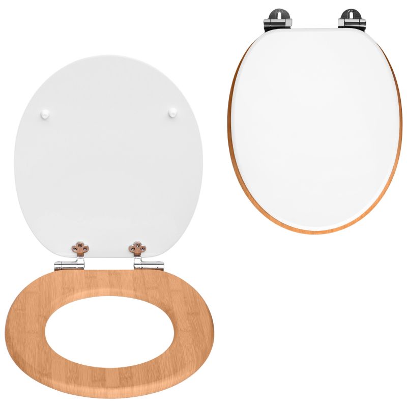 Deska do WC sedesowa Rodeno biała jasne drewno MDF odporna wolny opad 1 szt.