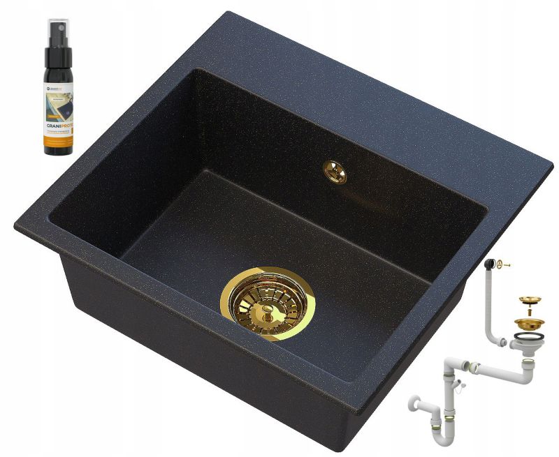 Zlewozmywak Granitowy Jednokomorowy Granitan Mini Czarny Z Drobinkami 1 kpt.