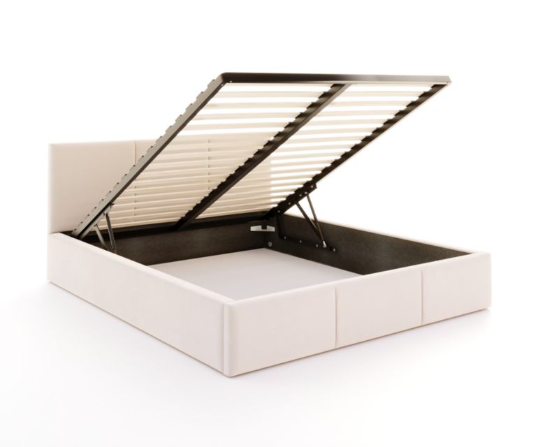 Łóżko tapicerowane FDM AMBER 160x200 kremowe z pojemnikiem i stelażem podnoszonym 1 szt.